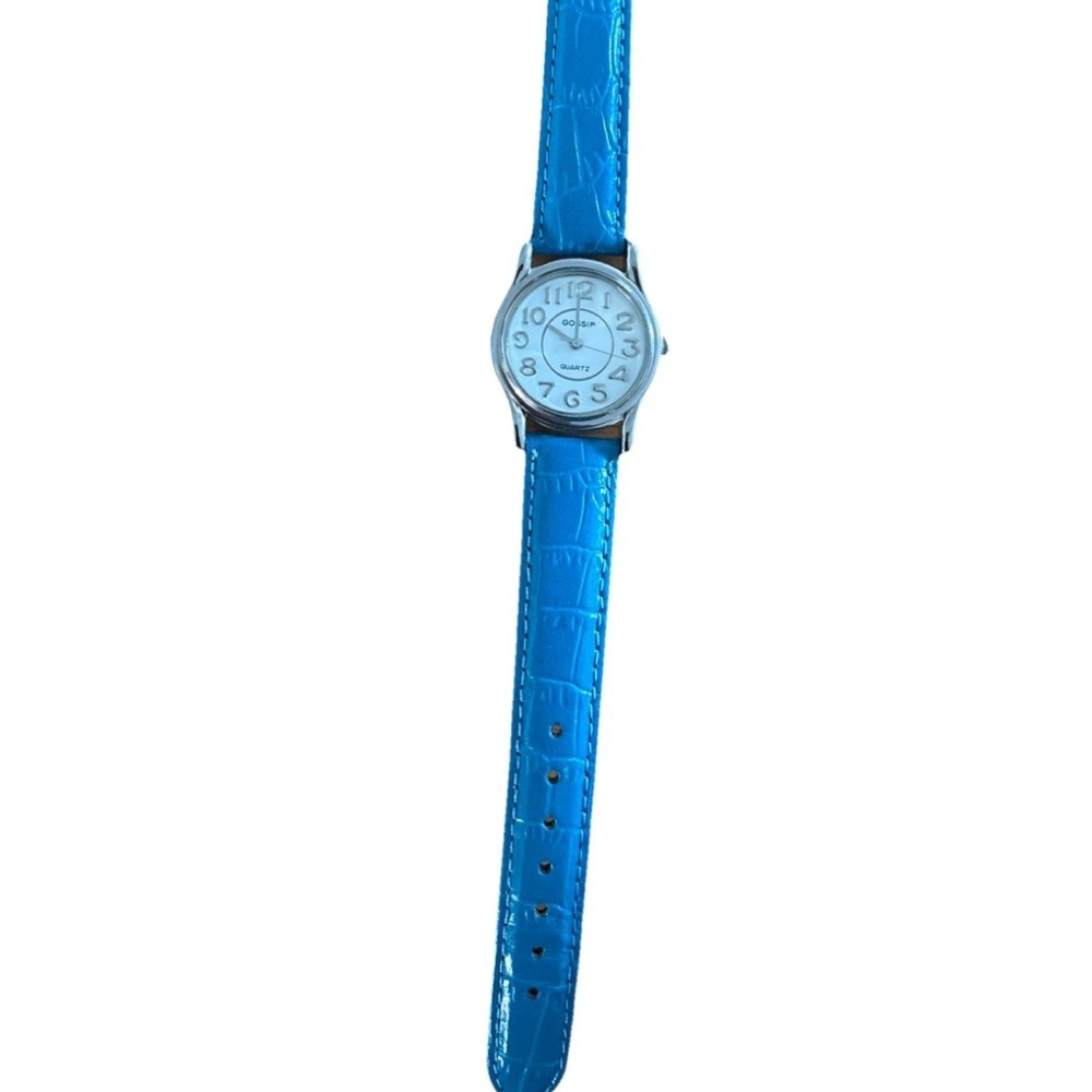 Gossip Turquoise Leather Watch with Silver Hardware- good condition-Retro Watch
